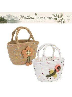 Cotton Woven Small Purses with Handles Floral Boho Beach Bags